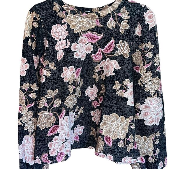 Maison d’Amelie Paris women’s floral print long sleeved knit top size large - Picture 1 of 5